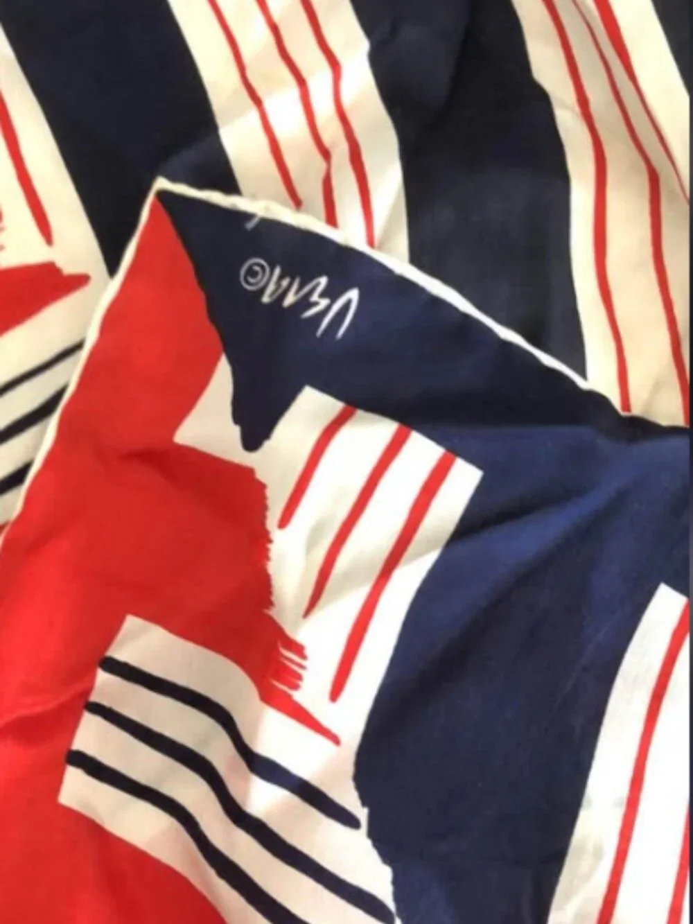 Vintage Vera Neumann Silk Scarf Red White Blue